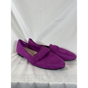STUDIO 1886 Women's Purple Suede Loafers Braided Detail Flat Shoes Size 10